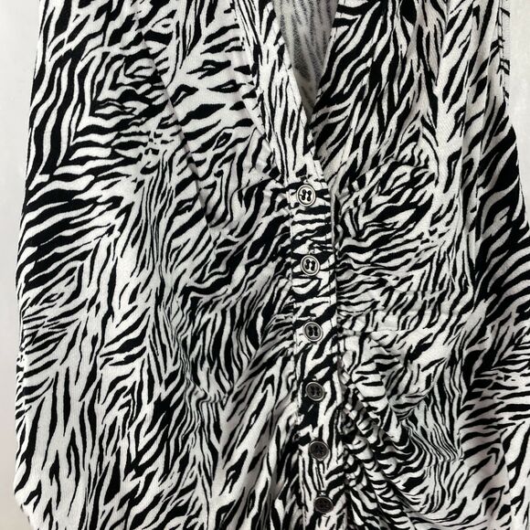 Free People Coco Black White Animal Print Sleeveless Ruched Tank NWT Size S - Picture 7 of 10